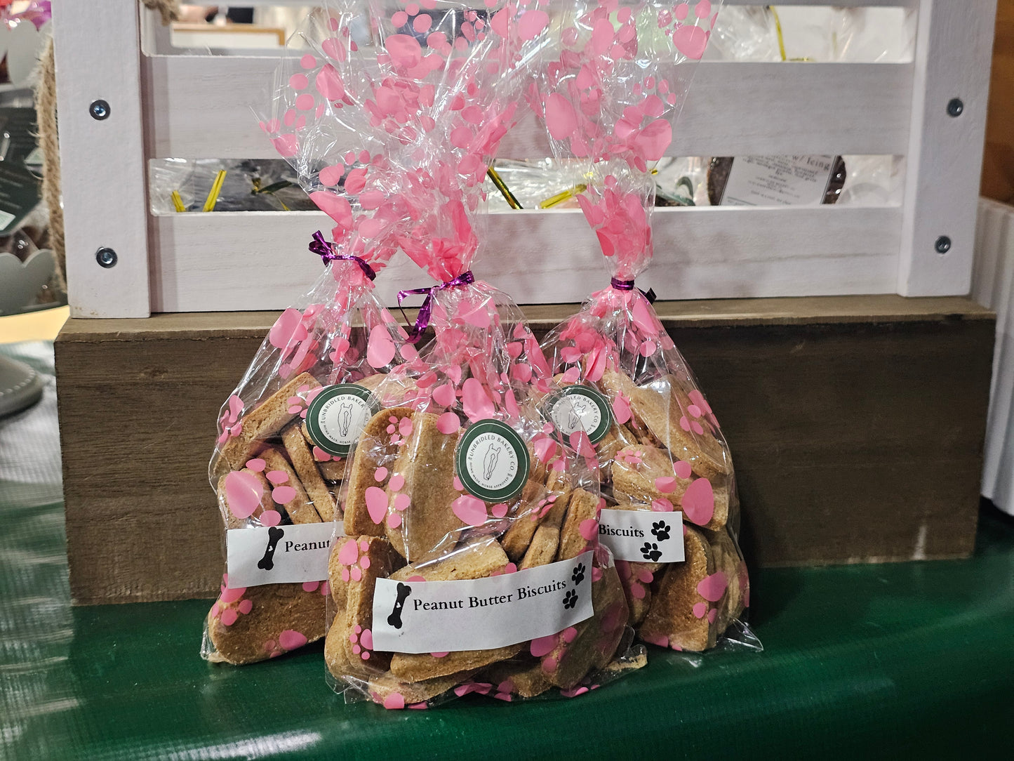 Dog peanut butter heart biscuits